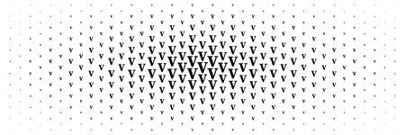 horizontal halftone of black capital letter v spreading from center for pattern and background.のイラスト素材
