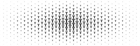 horizontal halftone of black capital letter t spreading from center for pattern and background.のイラスト素材