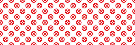 horizontal seamless of red crossed no entry sign design for pattern and background.のイラスト素材