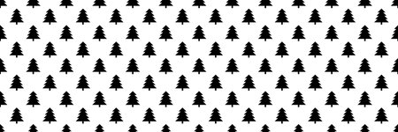 horizontal seamless black christmas tree for pattern and background.のイラスト素材