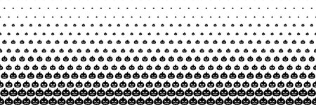 horizontal halftone of spooky smile black pumpkins or jack o lantern for pattern and background.のイラスト素材