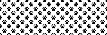 horizontal black animal paw footprint for pattern and background.のイラスト素材
