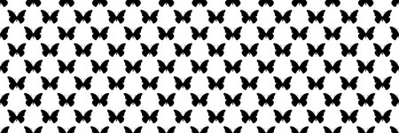 horizontal seamless of black butterfly design for pattern and background.のイラスト素材