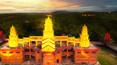 Temple in Bagan, Myanmar (Burma) at sunsetの写真素材