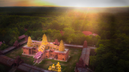 Aerial view of Shwezigon Pagoda, Bagan, Myanmarの写真素材