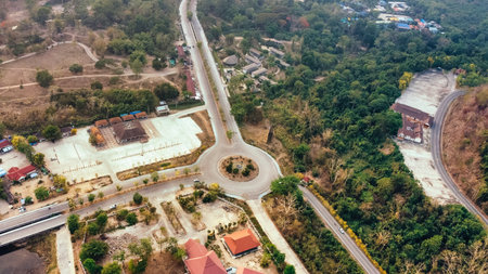 Top view at Khun Dan Prakan Chon Dam, Nakhon Nayok Province, Thailandの写真素材