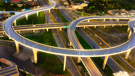 Aerial view of expressway in bangkok city, Thailand.