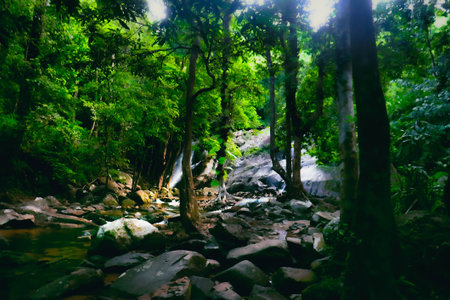 Waterfall in deep forest at Phu Kradueng National Park, Loei, Thailand