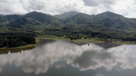 Landscape view of Mae Ngad Dam, Chiang Rai, Thailandの写真素材
