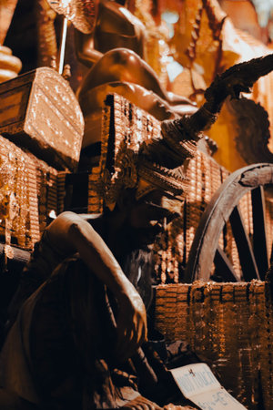 Unidentified man selling souvenirs at the market.