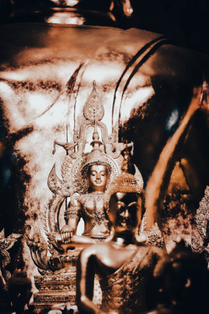 Buddha statue in Thai temple, Thailand. Vintage tone.の写真素材