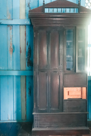 Old wooden cabinet in the interior of the old house, stock photoの写真素材