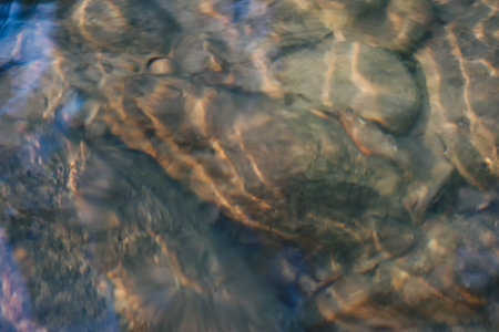 Abstract motion blur effect. Close up of water surface with ripples.の写真素材