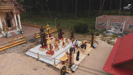 Buddhist temple in Nakhon Ratchasima, Thailandの写真素材