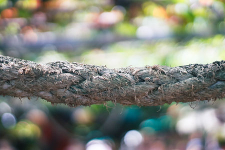 Close up of rope with bokeh background, selective focus.の写真素材