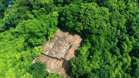 Aerial view of the ruins of an ancient cityの写真素材