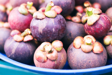 Mangosteen fruit at street food market,Thailand.
