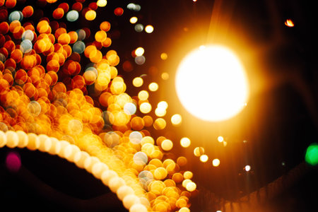 Abstract circular bokeh background of light in the city.