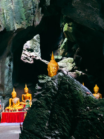 Buddha statue in cave at Prachinburi province, Thailand.の写真素材
