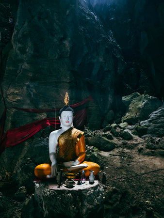 Buddha statue in the cave,Thailand,Asia.の写真素材