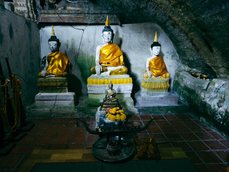 Buddha statue in the cave at Vientiane, Laosの写真素材