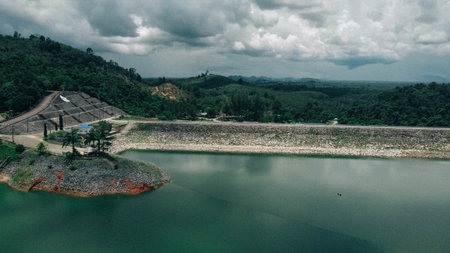 Aerial view of Mae Ngad Dam, Lampang province.
