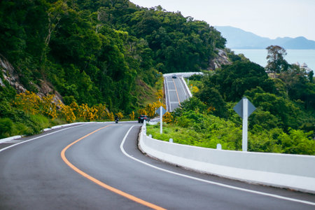Curve road on the mountain at Phuket, Thailand.の写真素材