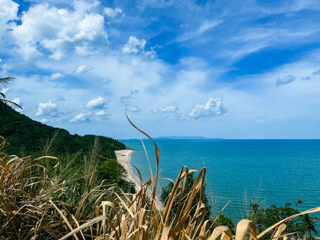 Beautiful view of the sea and the beach on a sunny day.の写真素材