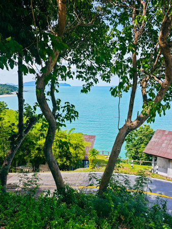 Beautiful view of sea and mountain at Phuket province, Thailand.