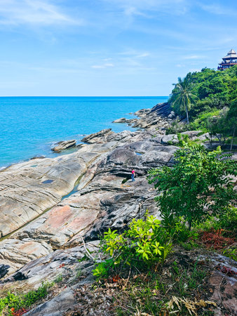 Beautiful tropical beach and sea in Koh Phangan island, Thailand
