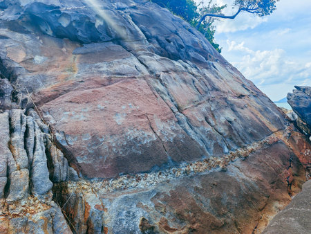 Beautiful rock formation on the beach at Phuket, Thailandの写真素材