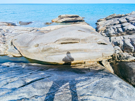 Rock and sea in Koh Samui, Thailand. Nature background.の写真素材