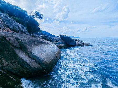 Beautiful seascape with rocks and sea in Koh Samui, Thailandの写真素材