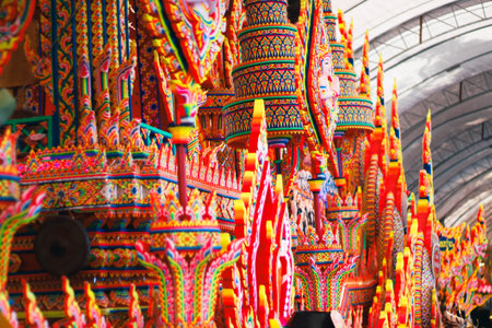 Thai style decoration in Wat Phra Kaew, Bangkok, Thailandの写真素材