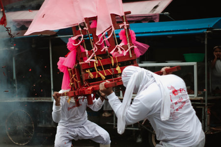 Unidentified Thai people celebrate the Chinese New Year in Bangkok, Thailand.の写真素材