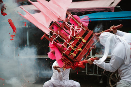 Unidentified Thai people celebrate Chinese New Year in Nakhon Ratchasima, Thailand.の写真素材