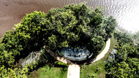 Aerial view of a park on the island of Sri Lanka.の写真素材