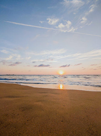 beautiful sunset on the beach, sea and sky, nature seriesの写真素材