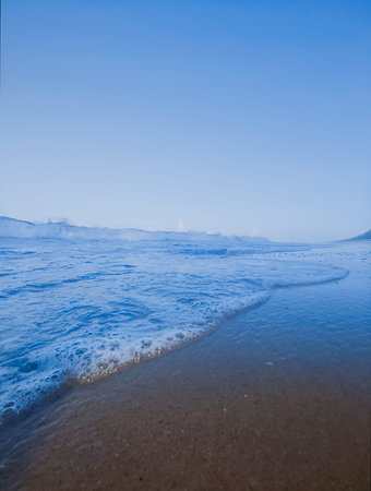 Beautiful seascape in the morning. Sea waves on the beach.