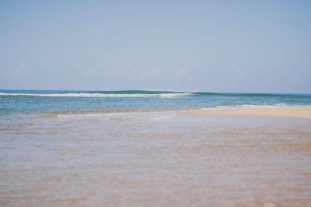 Beach and tropical sea on a sunny day. Natural background.