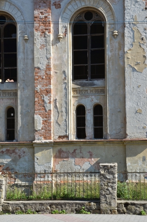 Part of disrepair old jewish synagogue, Bytca, Slovakiaの写真素材