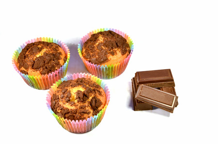 Triangle made from chocolate muffinsの写真素材