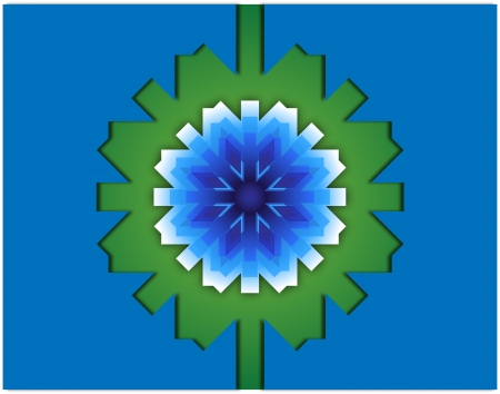 blue background at the center placed snowflakesの写真素材