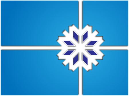 card with blue area divided into quarters snowflakesの写真素材