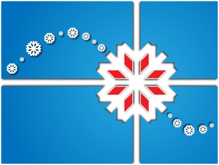 card with blue area divided into quarters snowflakes and waveletsの写真素材