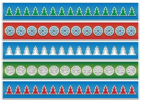 Christmas abstract background with colored slips adorned with trees and snowflakesの写真素材