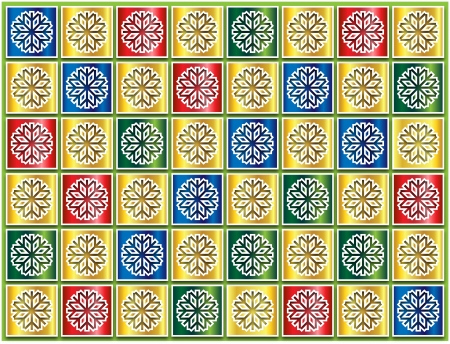 Christmas background with snowflakes on square facet in fashionable colorsの写真素材