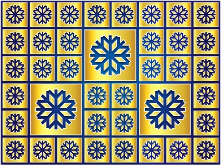 Christmas card with golden snowflakes on a blue backgroundの写真素材