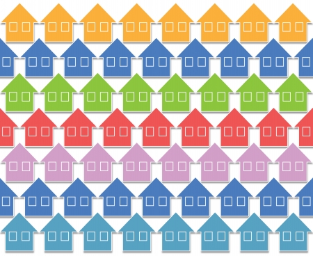 texture formed by regularly spaced houses of different colors group homeの写真素材