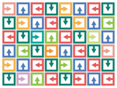 background with colored arrows showing pictograms in different directionsの写真素材